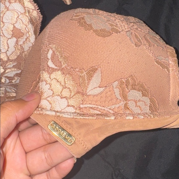 Adore Me Tan and Cream Lace Bra use 36ddd Bra Full Coverage Supportive Plus Size - Picture 2 of 9